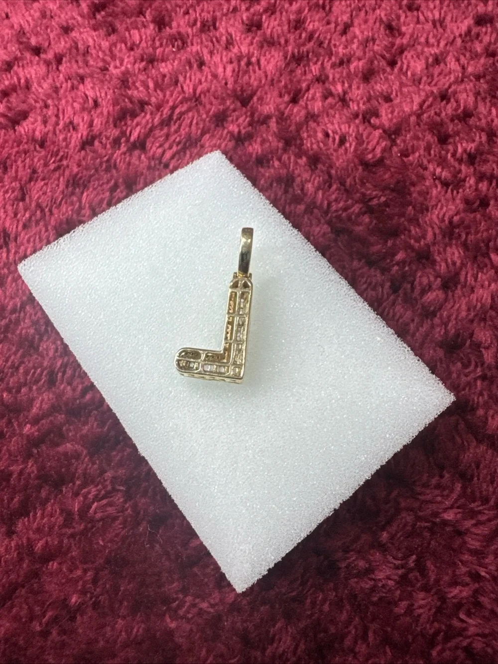 10K Yellow Gold Diamond Initial L Pendant 0.27 CT Baguette Round 2.5g